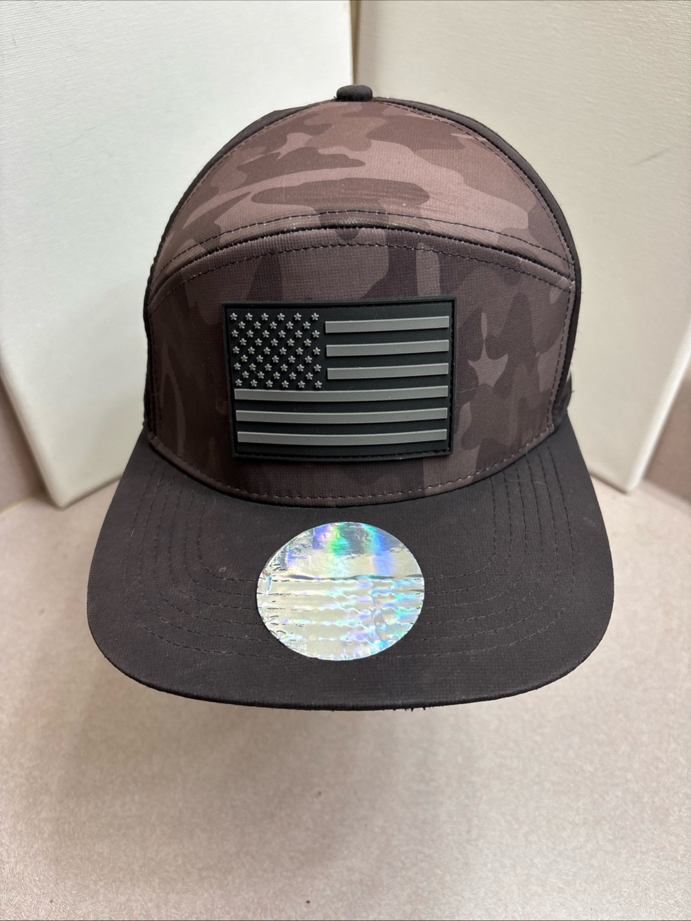 Alter Ego Running Snapback Hat Camo American Flag Panel Drifter Brown Standard